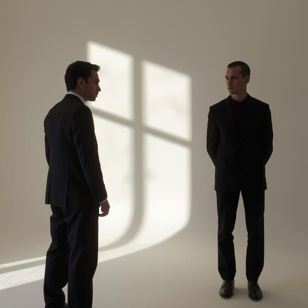 erstelle ein bild das zeigt, dass es zwischen kollegen tiefe konflikte und feindschaften gibt.